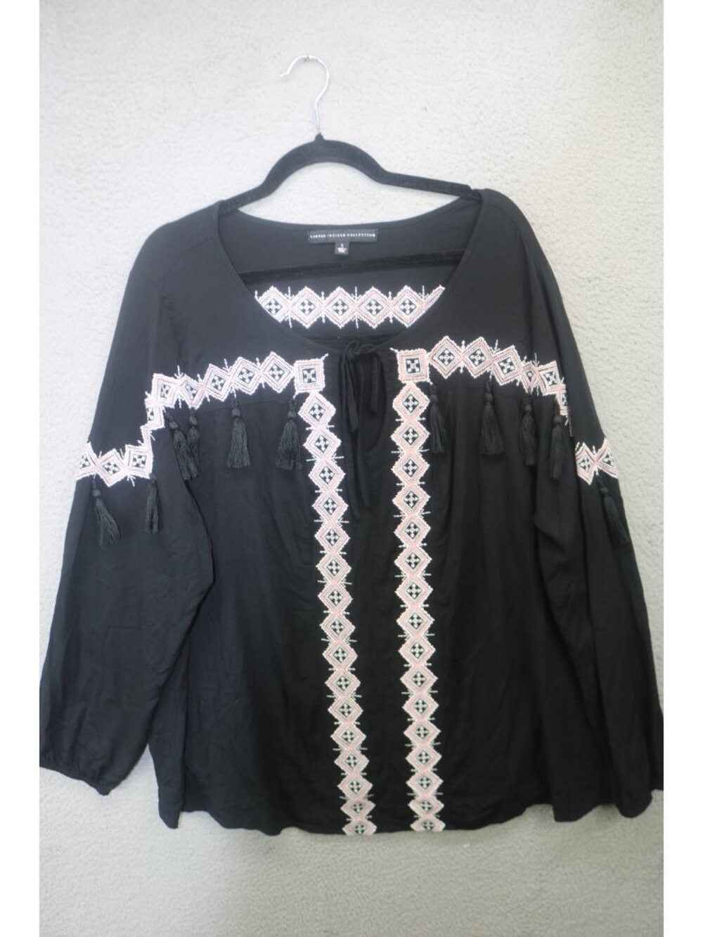 Torrid Insider Collection‎ Black Long Puff Sleeve Tunic-3X-Embroidered-BOHO